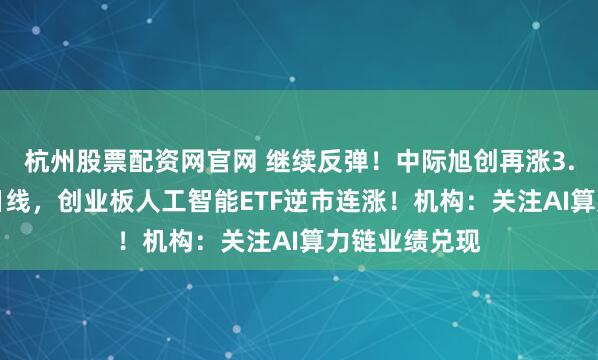 杭州股票配资网官网 继续反弹！中际旭创再涨3.63%收复五日线，创业板人工智能ETF逆市连涨！机构：关注AI算力链业绩兑现