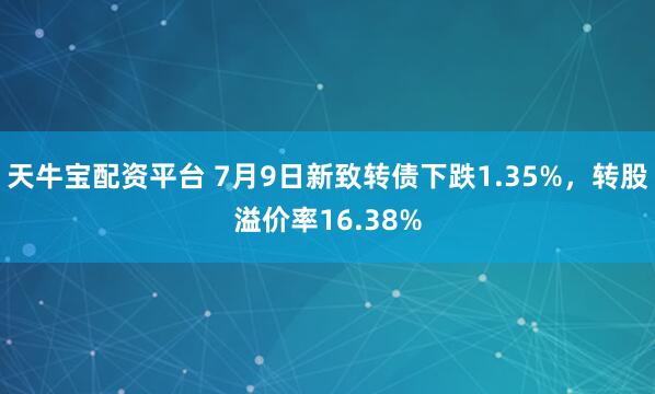 天牛宝配资平台 7月9日新致转债下跌1.35%，转股溢价率16.38%