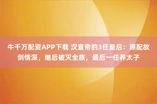 牛千万配资APP下载 汉宣帝的3任皇后：原配故剑情深，继后被灭全族，最后一任养太子